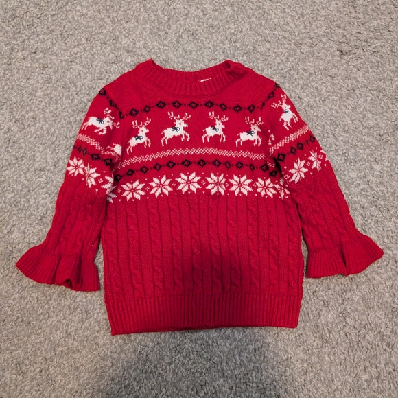 Janie and Jack Red Reindeer Knit Sweater - Picture 2 of 6